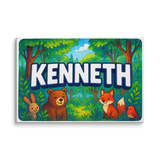 Kenneth Name Art - Forest Friends personalized wall print for kids