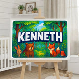 Kenneth Name Art - Forest Friends personalized wall print for kids