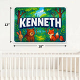Kenneth Name Art - Forest Friends personalized wall print for kids