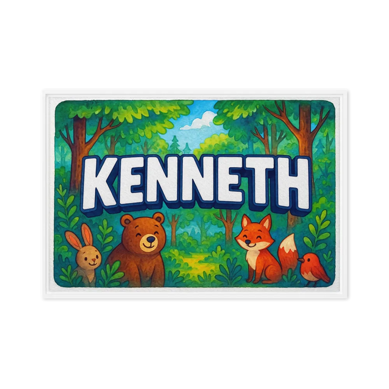 Kenneth Name Art - Forest Friends personalized wall print for kids