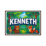 Kenneth Name Art - Forest Friends personalized wall print for kids