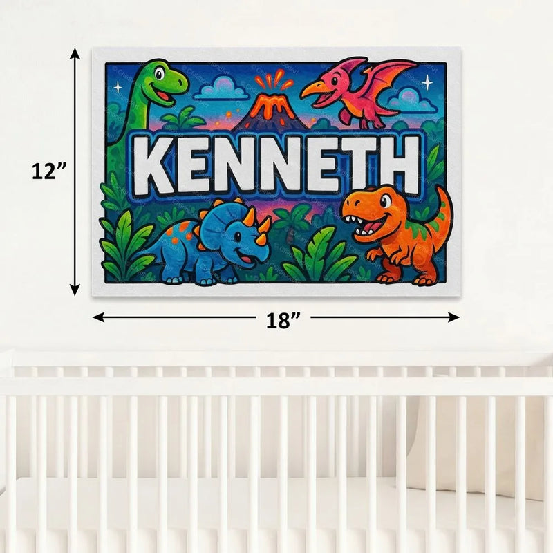 Kenneth Name Art - Dinosaur Adventure personalized wall print for kids