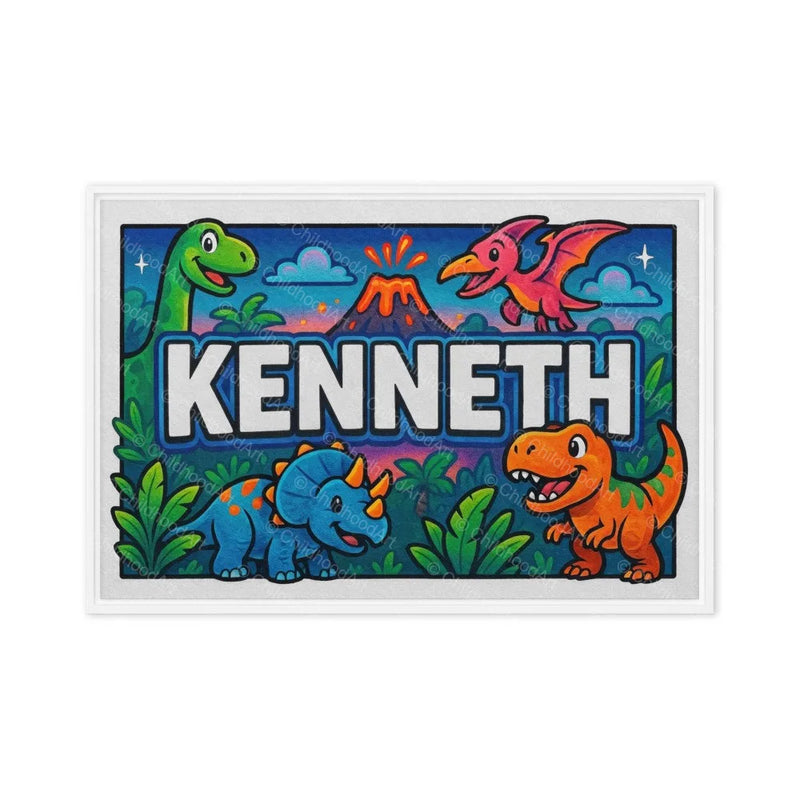 Kenneth Name Art - Dinosaur Adventure personalized wall print for kids