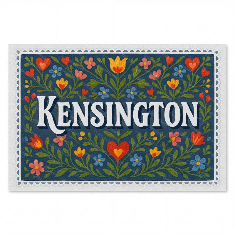 Kensington Name Art - Floral Farmhouse personalized wall print for kids