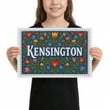 Kensington Name Art - Floral Farmhouse personalized wall print for kids
