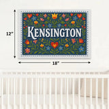 Kensington Name Art - Floral Farmhouse personalized wall print for kids