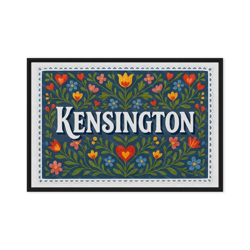 Kensington Name Art - Floral Farmhouse personalized wall print for kids