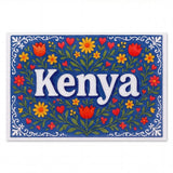 Kenya Name Art - Floral Farmhouse personalized wall print for kids