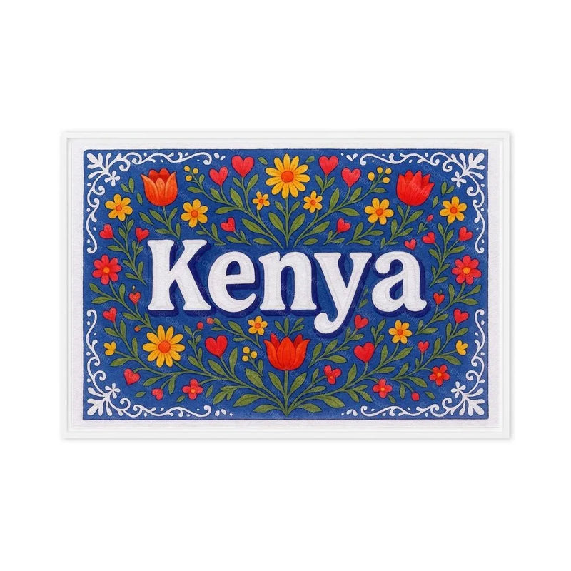 Kenya Name Art - Floral Farmhouse personalized wall print for kids