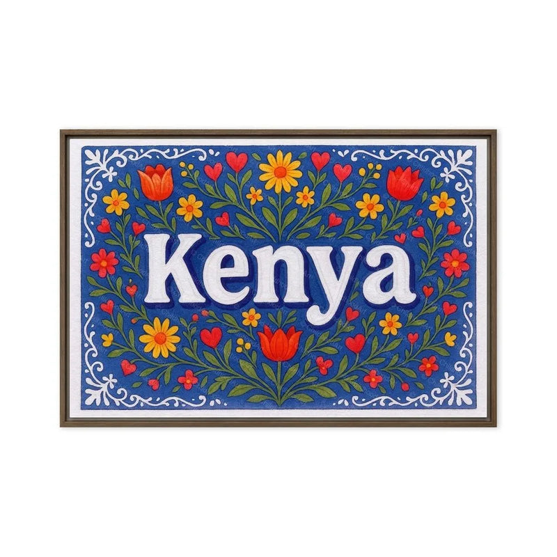 Kenya Name Art - Floral Farmhouse personalized wall print for kids