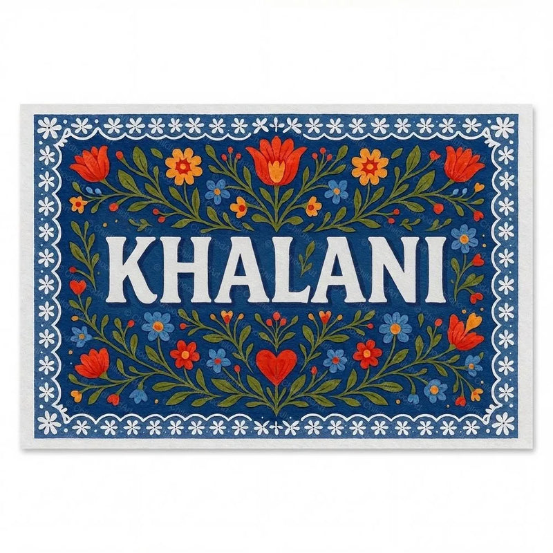 Khalani Name Art - Floral Farmhouse personalized wall print for kids
