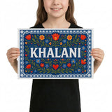Khalani Name Art - Floral Farmhouse personalized wall print for kids