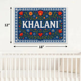 Khalani Name Art - Floral Farmhouse personalized wall print for kids