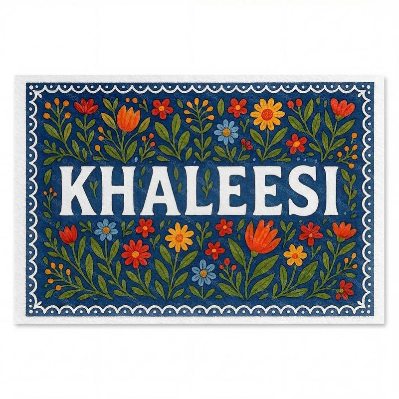 Khaleesi Name Art - Floral Farmhouse personalized wall print for kids