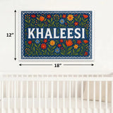 Khaleesi Name Art - Floral Farmhouse personalized wall print for kids
