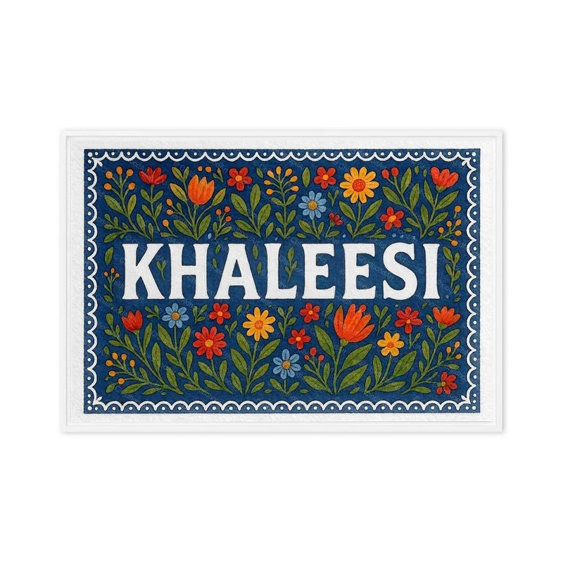 Khaleesi Name Art - Floral Farmhouse personalized wall print for kids