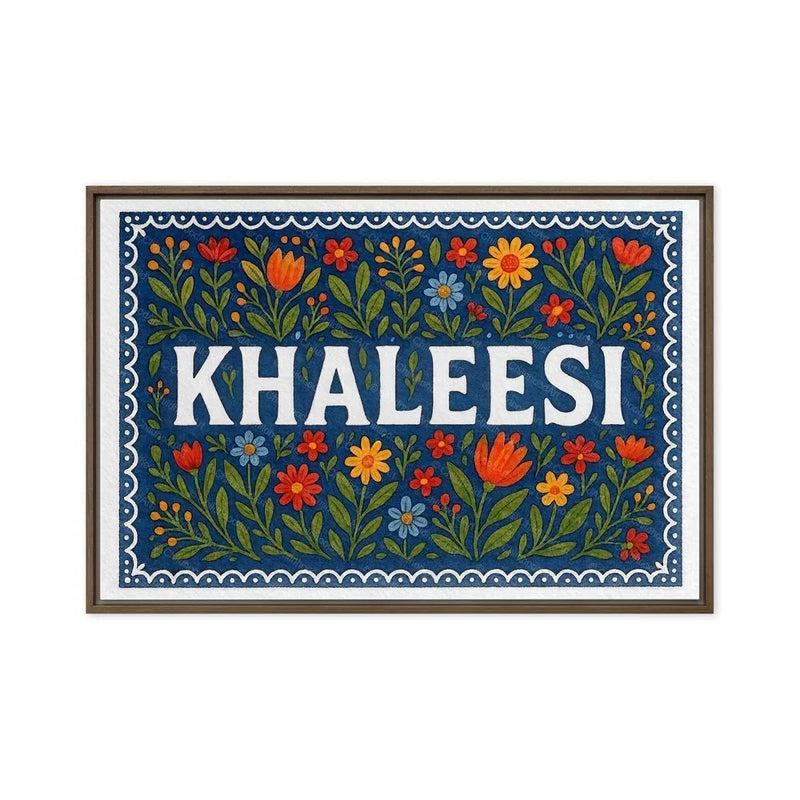 Khaleesi Name Art - Floral Farmhouse personalized wall print for kids