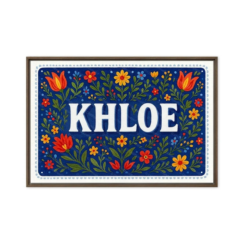 Khloe Name Art - Floral Farmhouse personalized wall print for kids