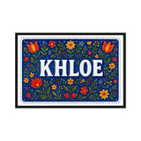 Khloe Name Art - Floral Farmhouse personalized wall print for kids