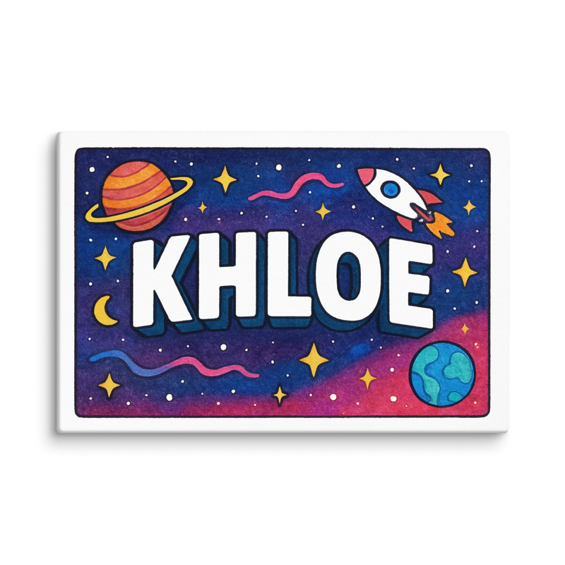 Khloe Name Art - Space Explorers personalized wall print for kids