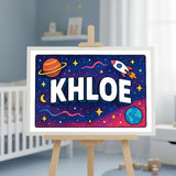 Khloe Name Art - Space Explorers personalized wall print for kids