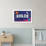 Khloe Name Art - Space Explorers personalized wall print for kids