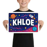 Khloe Name Art - Space Explorers personalized wall print for kids