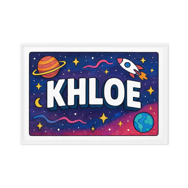 Khloe Name Art - Space Explorers personalized wall print for kids