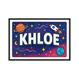 Khloe Name Art - Space Explorers personalized wall print for kids