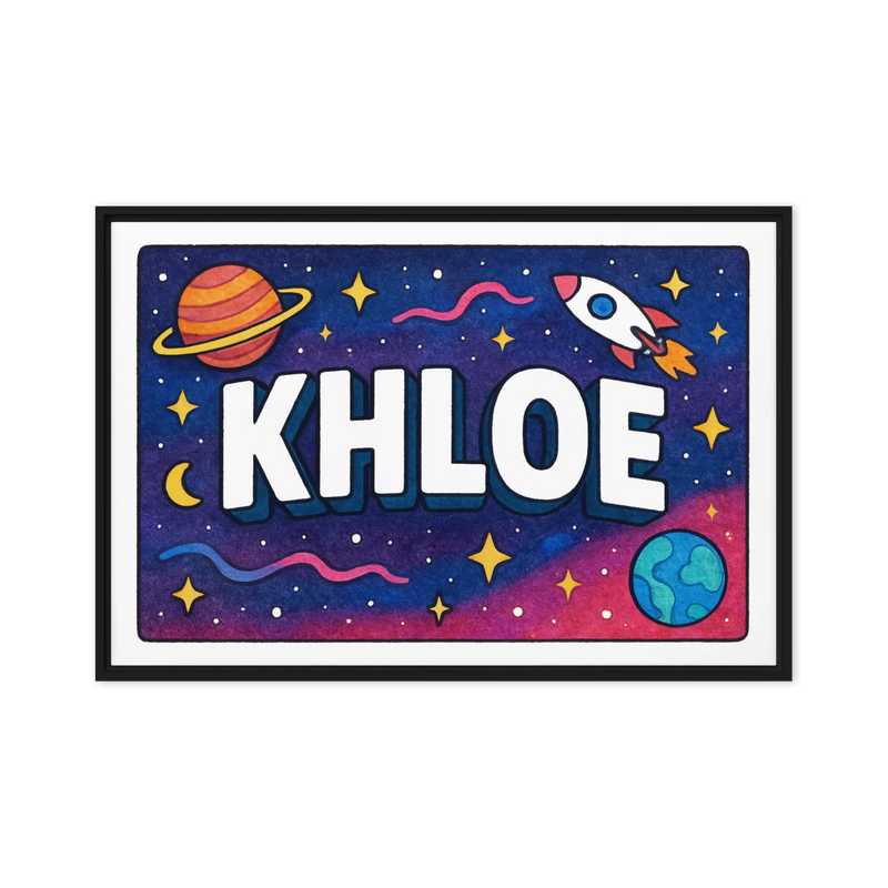 Khloe Name Art - Space Explorers personalized wall print for kids