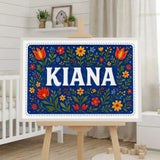 Kiana Name Art - Floral Farmhouse personalized wall print for kids