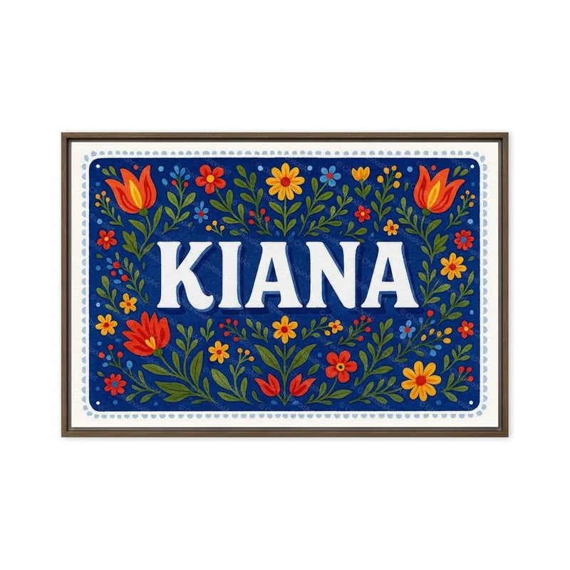 Kiana Name Art - Floral Farmhouse personalized wall print for kids