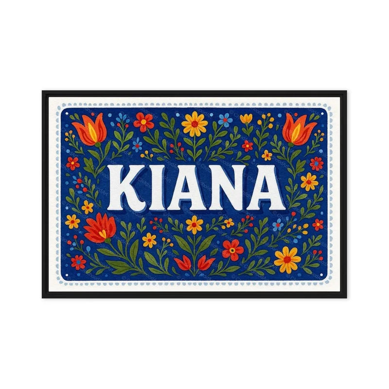 Kiana Name Art - Floral Farmhouse personalized wall print for kids