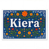Kiera Name Art - Floral Farmhouse personalized wall print for kids