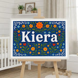 Kiera Name Art - Floral Farmhouse personalized wall print for kids