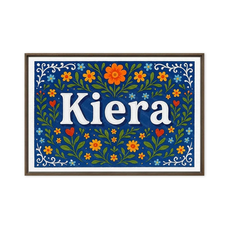 Kiera Name Art - Floral Farmhouse personalized wall print for kids