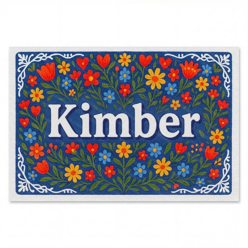 Kimber Name Art - Floral Farmhouse personalized wall print for kids