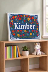 Kimber Name Art - Floral Farmhouse personalized wall print for kids