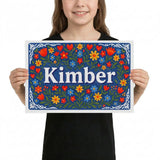 Kimber Name Art - Floral Farmhouse personalized wall print for kids