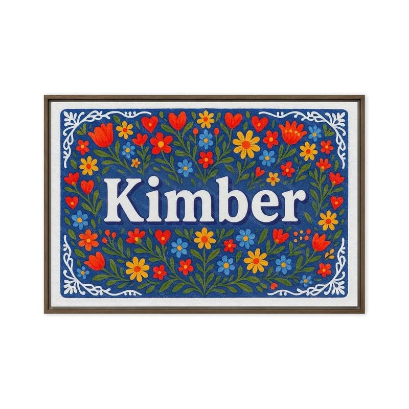 Kimber Name Art - Floral Farmhouse personalized wall print for kids