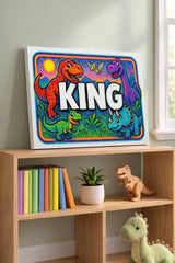 King Name Art - Dinosaur Adventure personalized wall print for kids