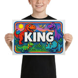 King Name Art - Dinosaur Adventure personalized wall print for kids