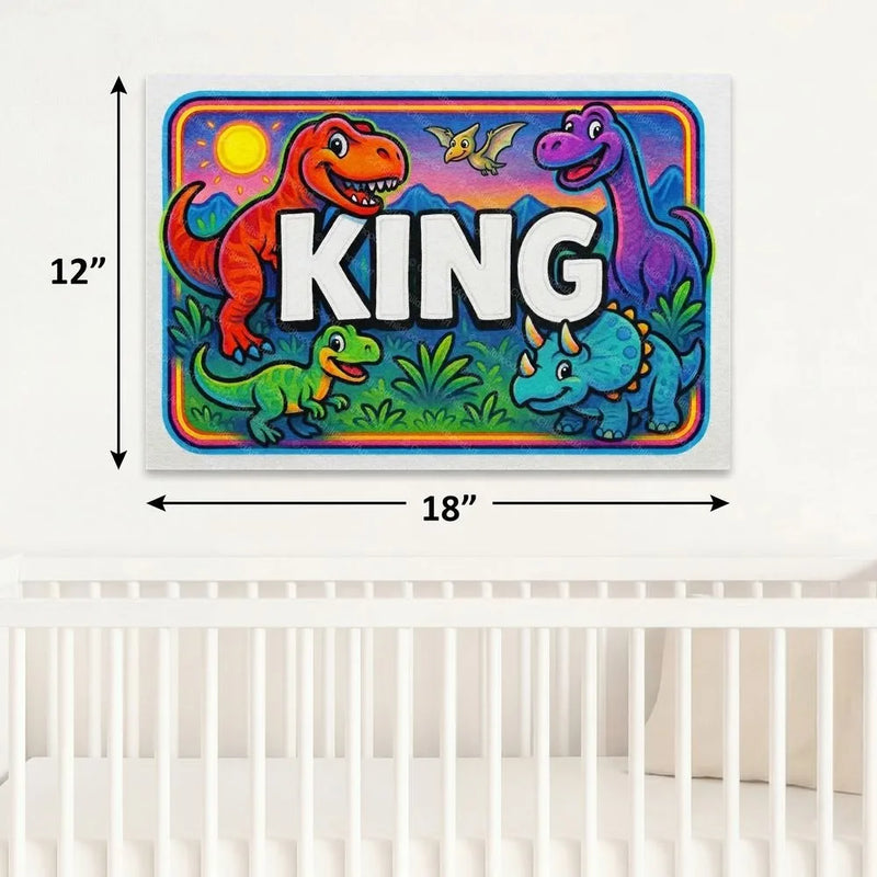 King Name Art - Dinosaur Adventure personalized wall print for kids