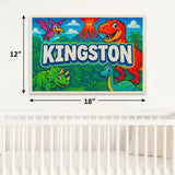 Kingston Name Art - Dinosaur Adventure personalized wall print for kids