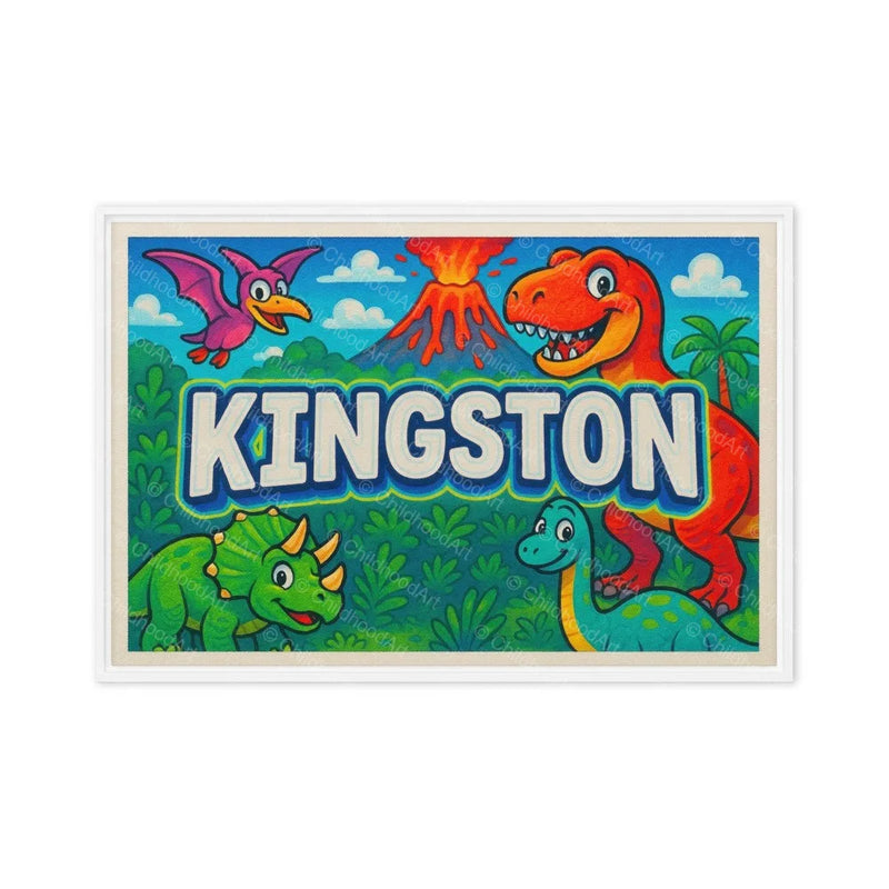 Kingston Name Art - Dinosaur Adventure personalized wall print for kids