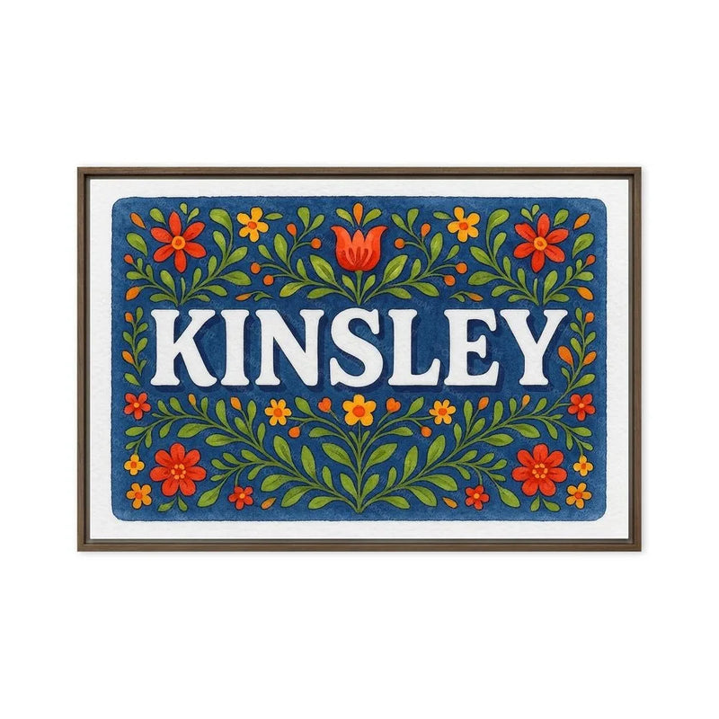 Kinsley Name Art - Floral Farmhouse personalized wall print for kids
