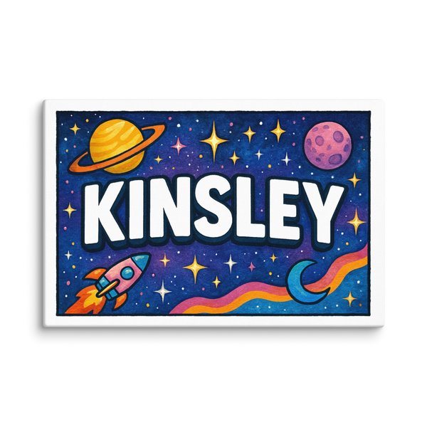 Kinsley Name Art - Space Explorers Personalized Wall Art