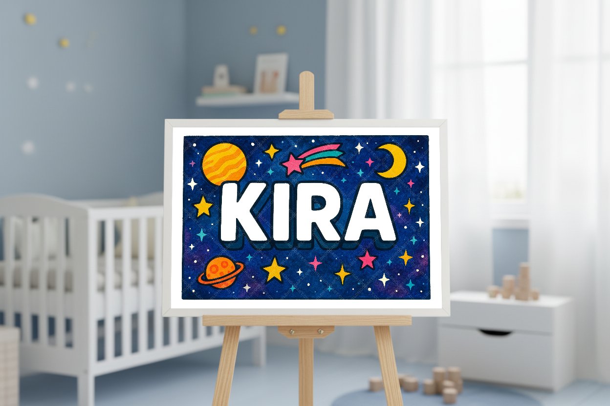 Personalized space name art for Kira