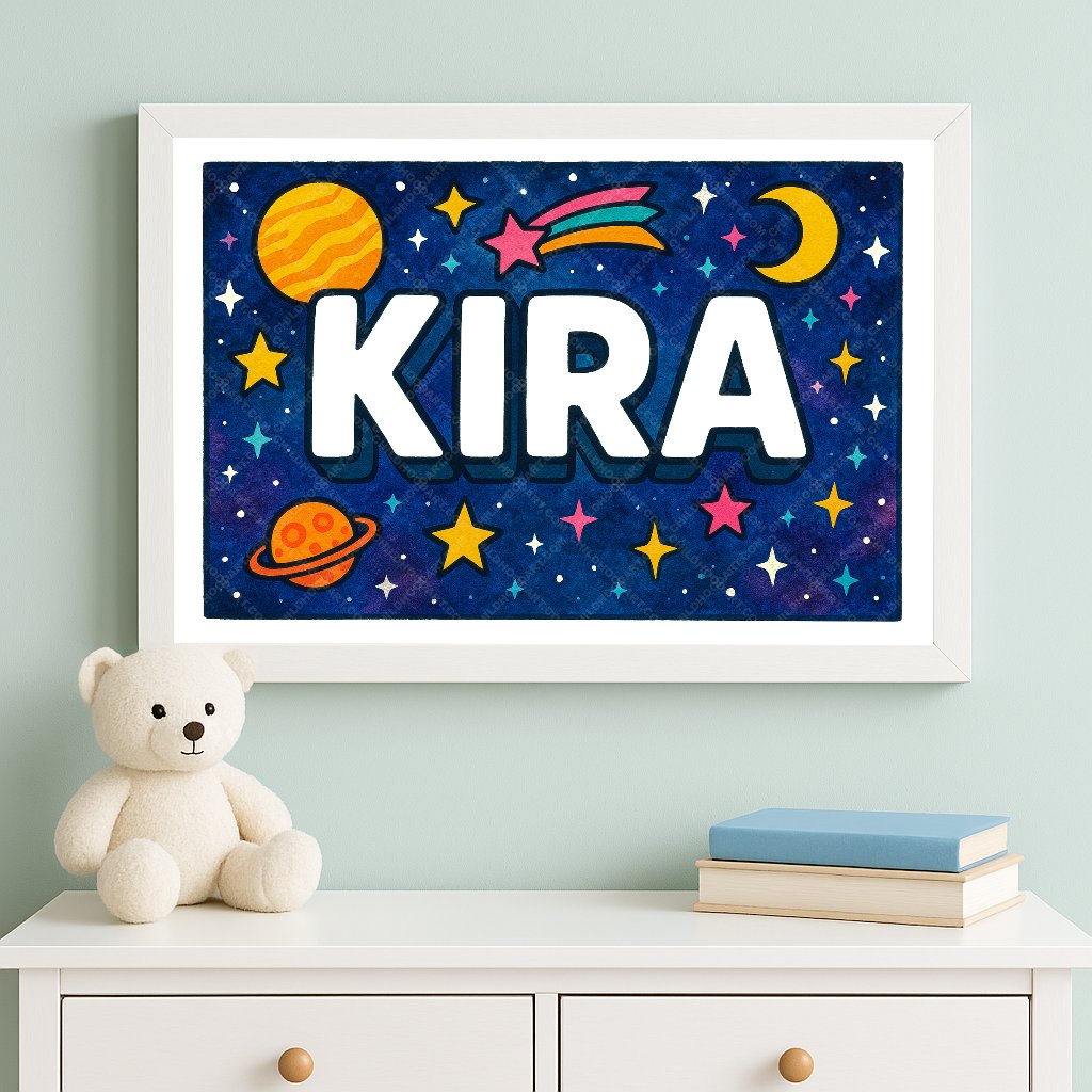Personalized space name art for Kira