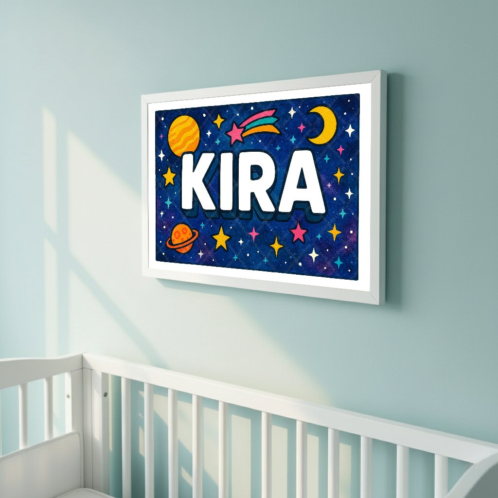 Personalized space name art for Kira